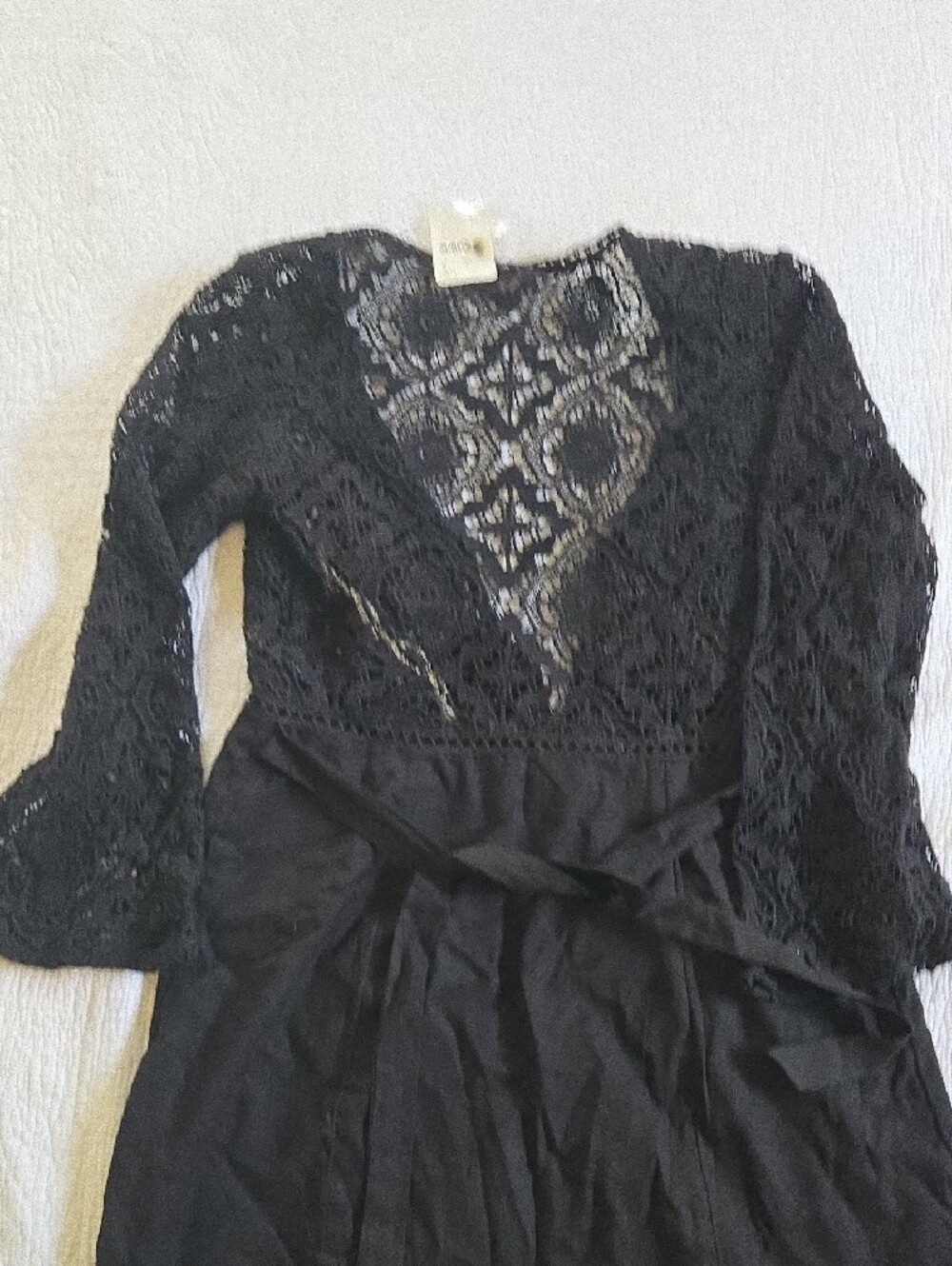 Vintage Free People Black Lace-Top Mini Dress - Picture 7 of 7